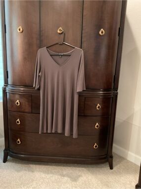 Eileen Fisher Soft V-Neck Swing Tunic in Taupe